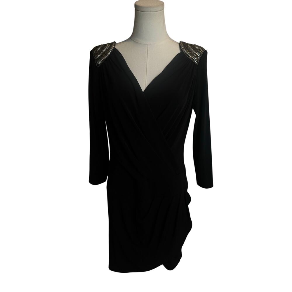 Cache Black Embellished Shoulder Cocktail Dress Size Medium